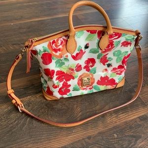 Dooney & Bourke Leather Floral Satchel Handbag